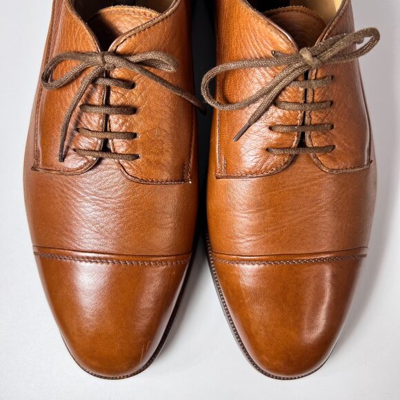 GRAVATI Brown Cap Toe Oxford Leather Dress Shoes Men 12M Handmade in Italy - Picture 1 of 8